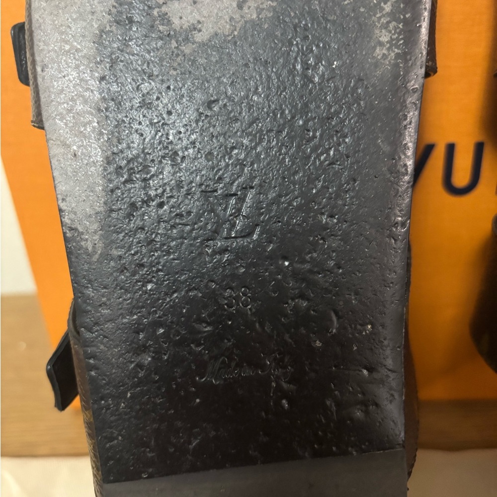 Original Louis Vuitton Bom Dia Flat Mule 1A3R5M Monogram Brown Sandals Size 38 - Picture 5 of 14